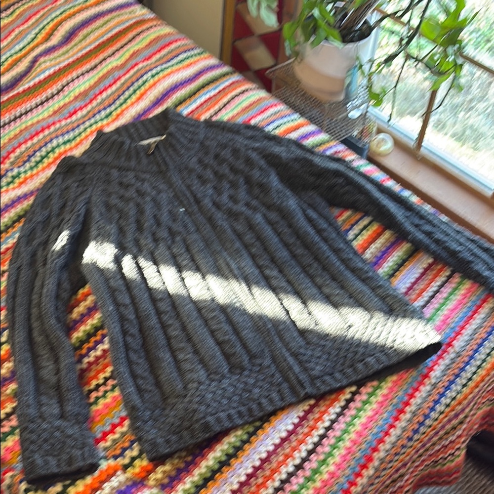 Men's Charcoal Zip-Up Sweater